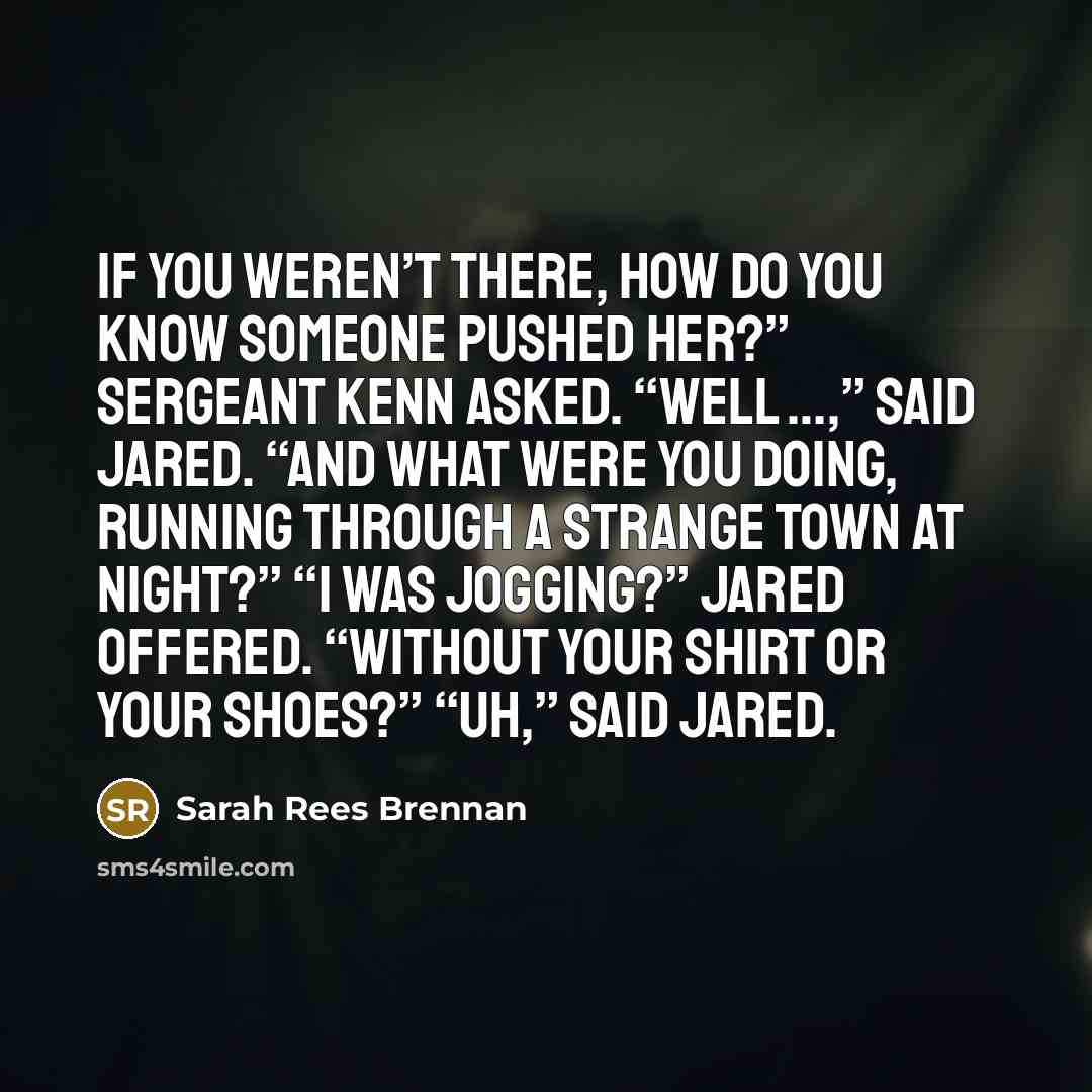 “If you weren’t there, how do you know someone pushed…” quote by Sarah Rees Brennan