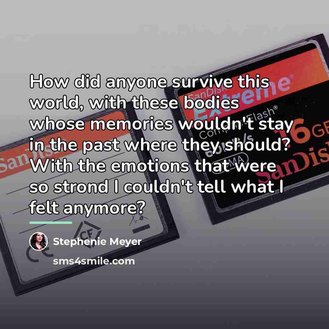 “How did anyone survive this world, with these bodies whose…” quote by Stephenie Meyer