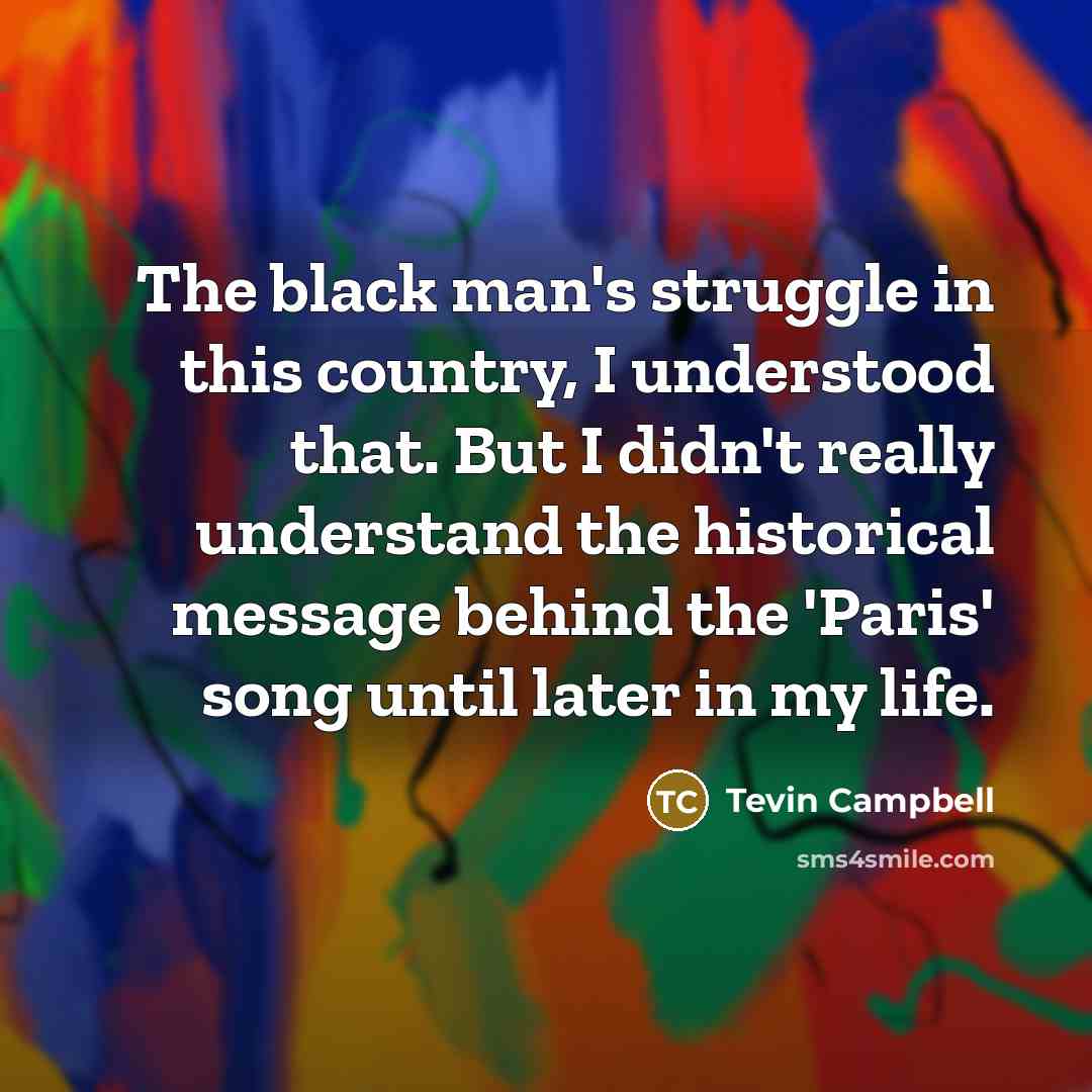 “The black man's struggle in this country, I understood that.…” quote by Tevin Campbell