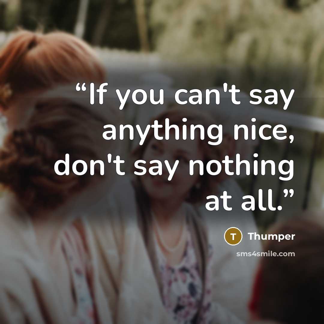 “If you can't say anything nice, don't say nothing at all.” quote by Thumper