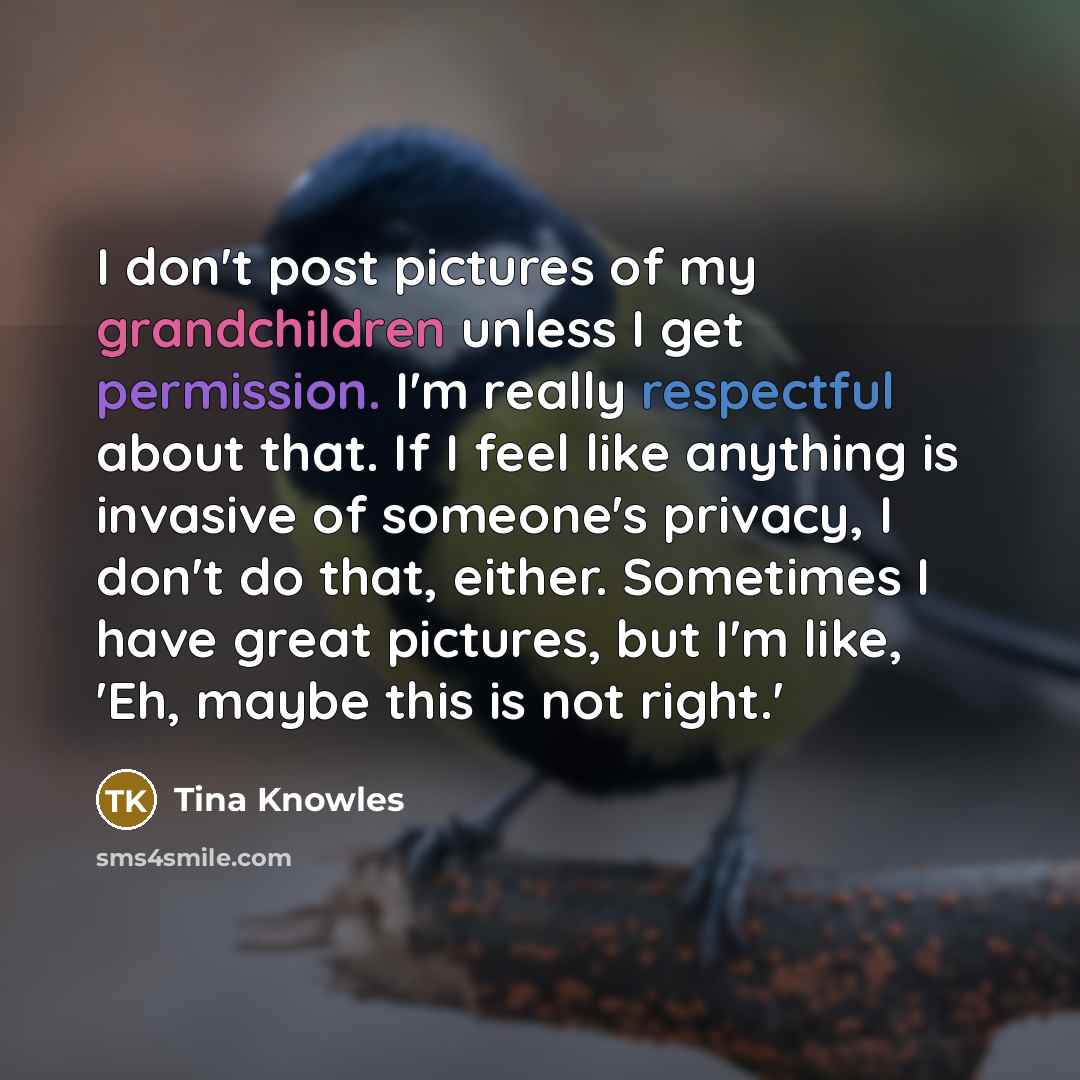 “I don't post pictures of my grandchildren unless I get…” quote by Tina Knowles