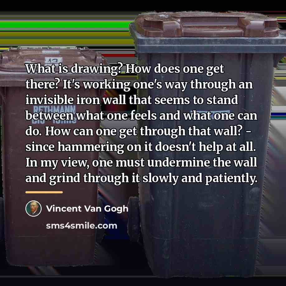 “What is drawing? How does one get there? It's working…” quote by Vincent Van Gogh