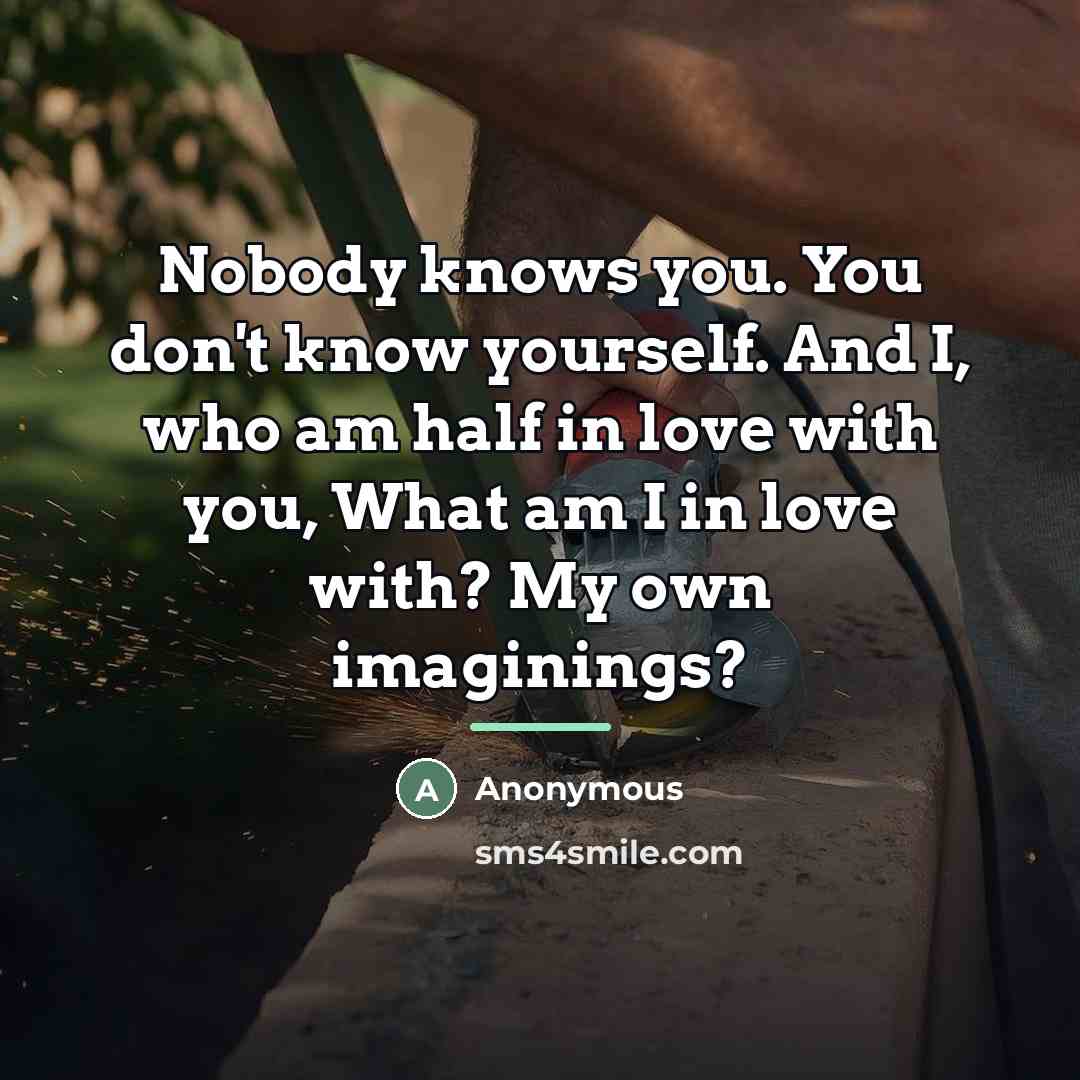 “Nobody knows you. You don't know yourself. And I, who…” quote by Anonymous