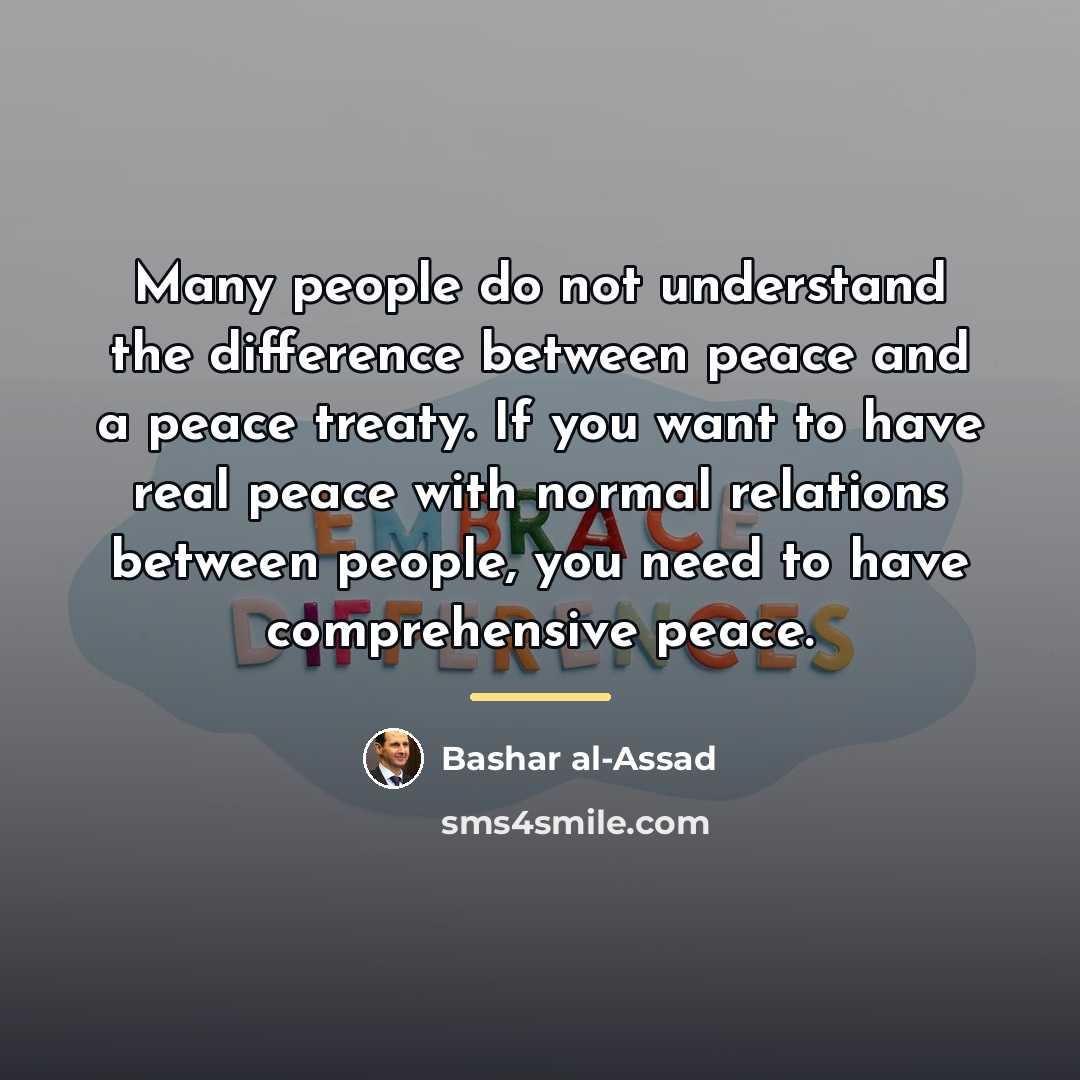 “Many people do not understand the difference between peace and…” quote by Bashar al-Assad