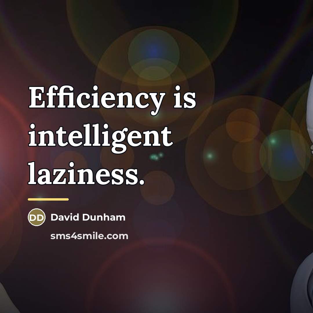 “Efficiency is intelligent laziness.…” quote by David Dunham
