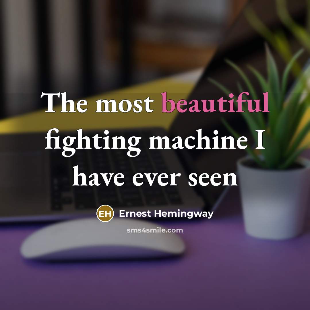 “The most beautiful fighting machine I have ever seen…” quote by Ernest Hemingway