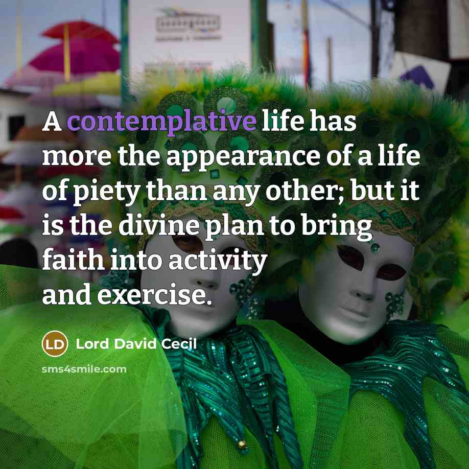 “A contemplative life has more the appearance of a life…” quote by Lord David Cecil