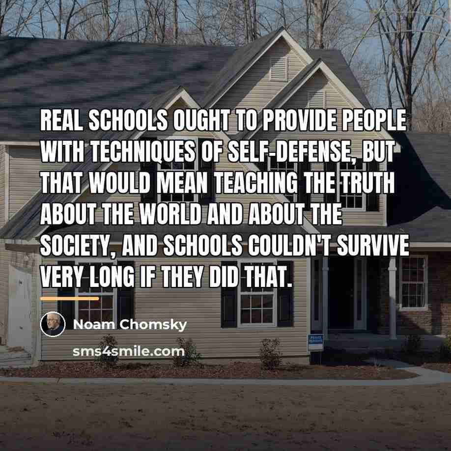 “Real schools ought to provide people with techniques of self-defense,…” quote by Noam Chomsky