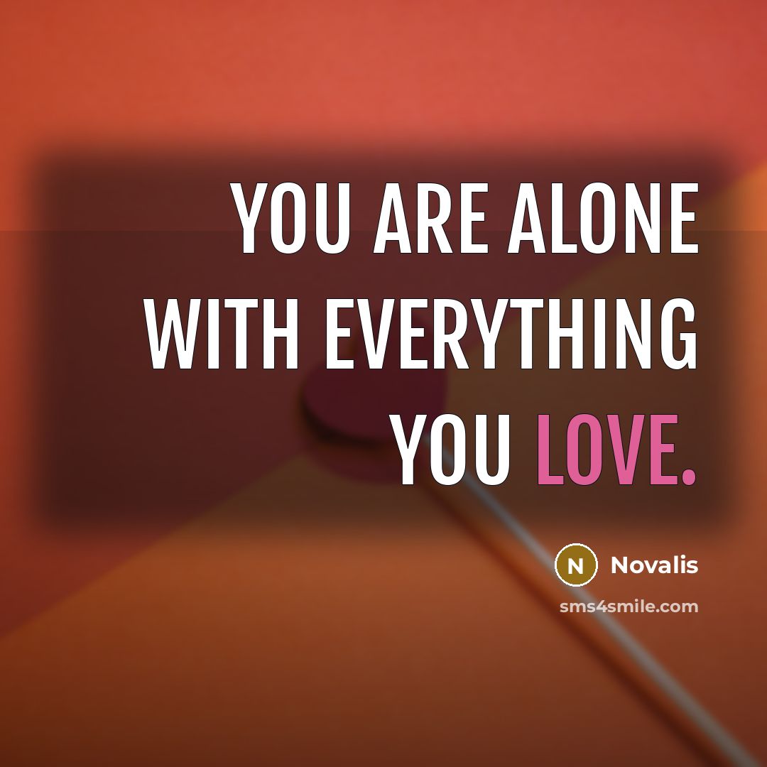 “You are alone with everything you love.…” quote by Novalis