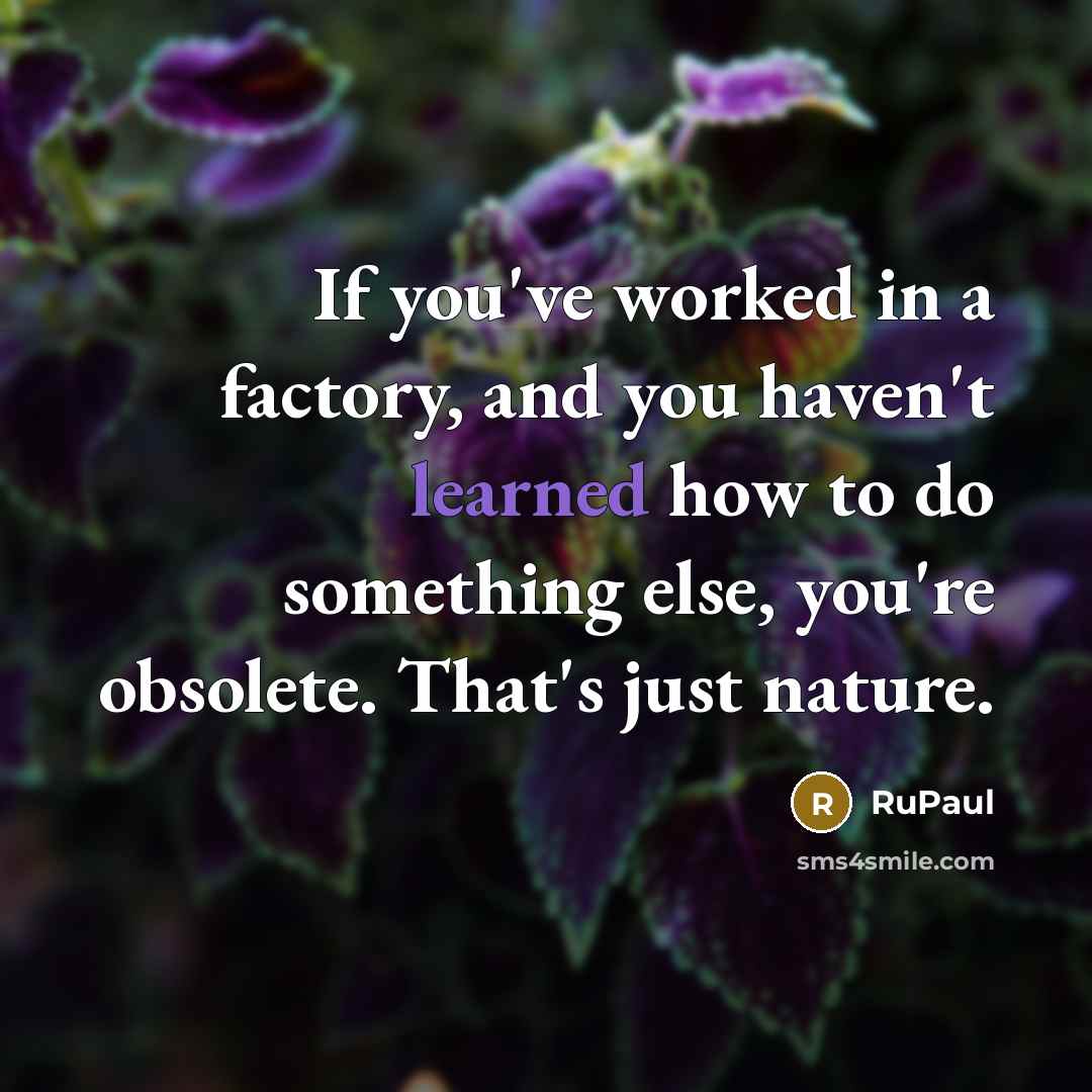 “If you've worked in a factory, and you haven't learned…” quote by RuPaul