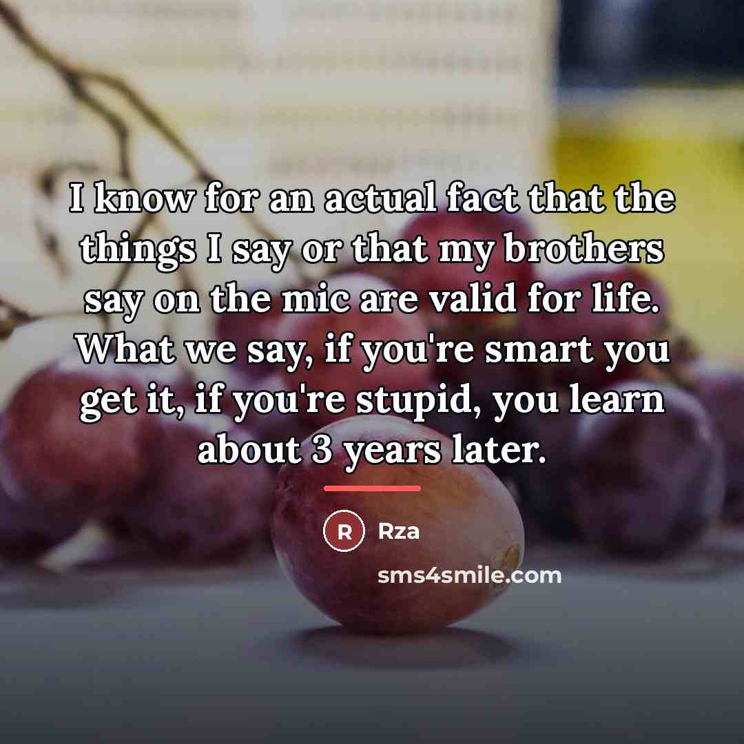 “I know for an actual fact that the things I…” quote by RZA