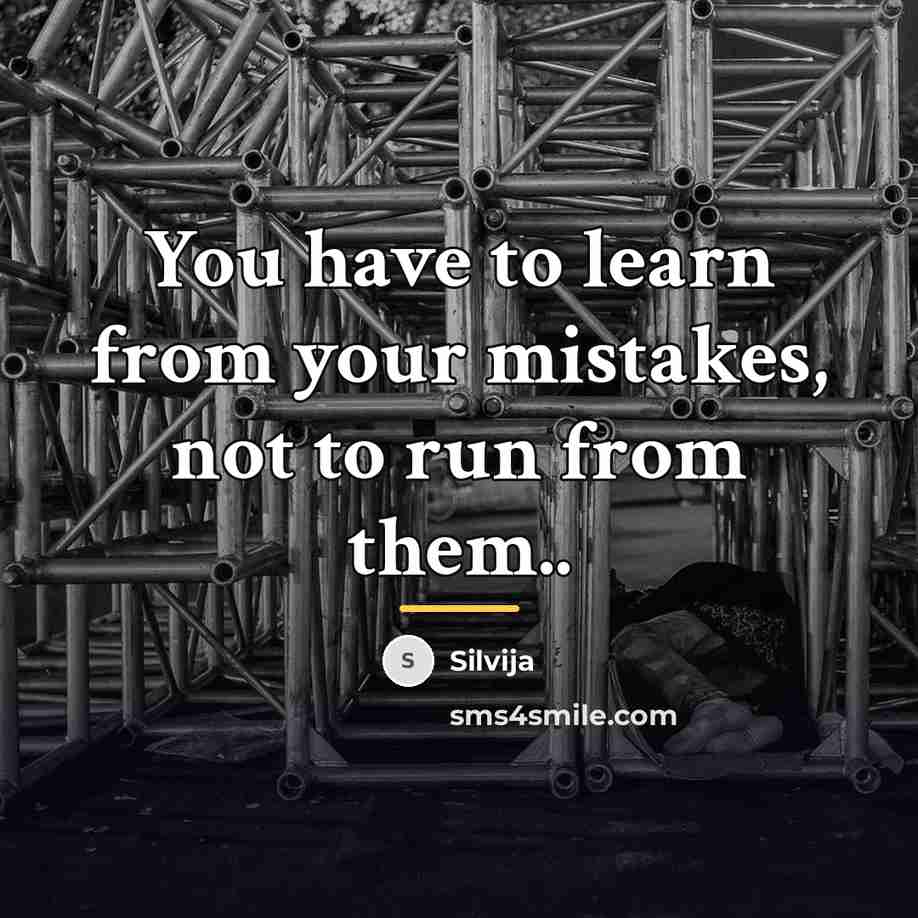 “You have to learn from your mistakes, not to run…” quote by Silvija