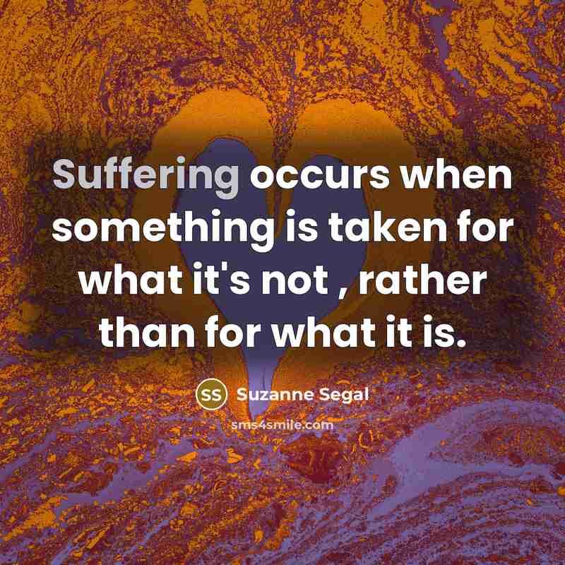 “Suffering occurs when something is taken for what it's not…” quote by Suzanne Segal