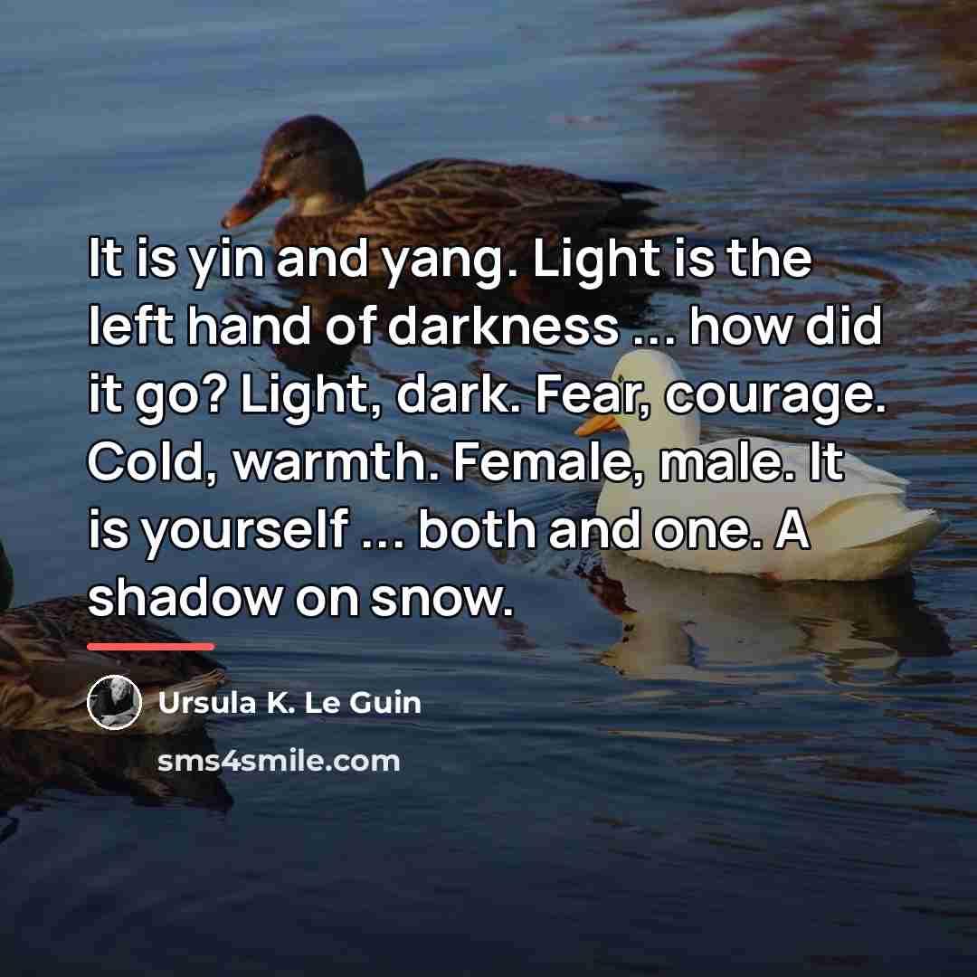 “It is yin and yang. Light is the left hand…” quote by Ursula K. Le Guin