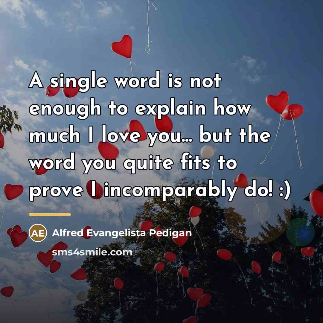 “A single word is not enough to explain how much…” quote by Alfred Evangelista Pedigan