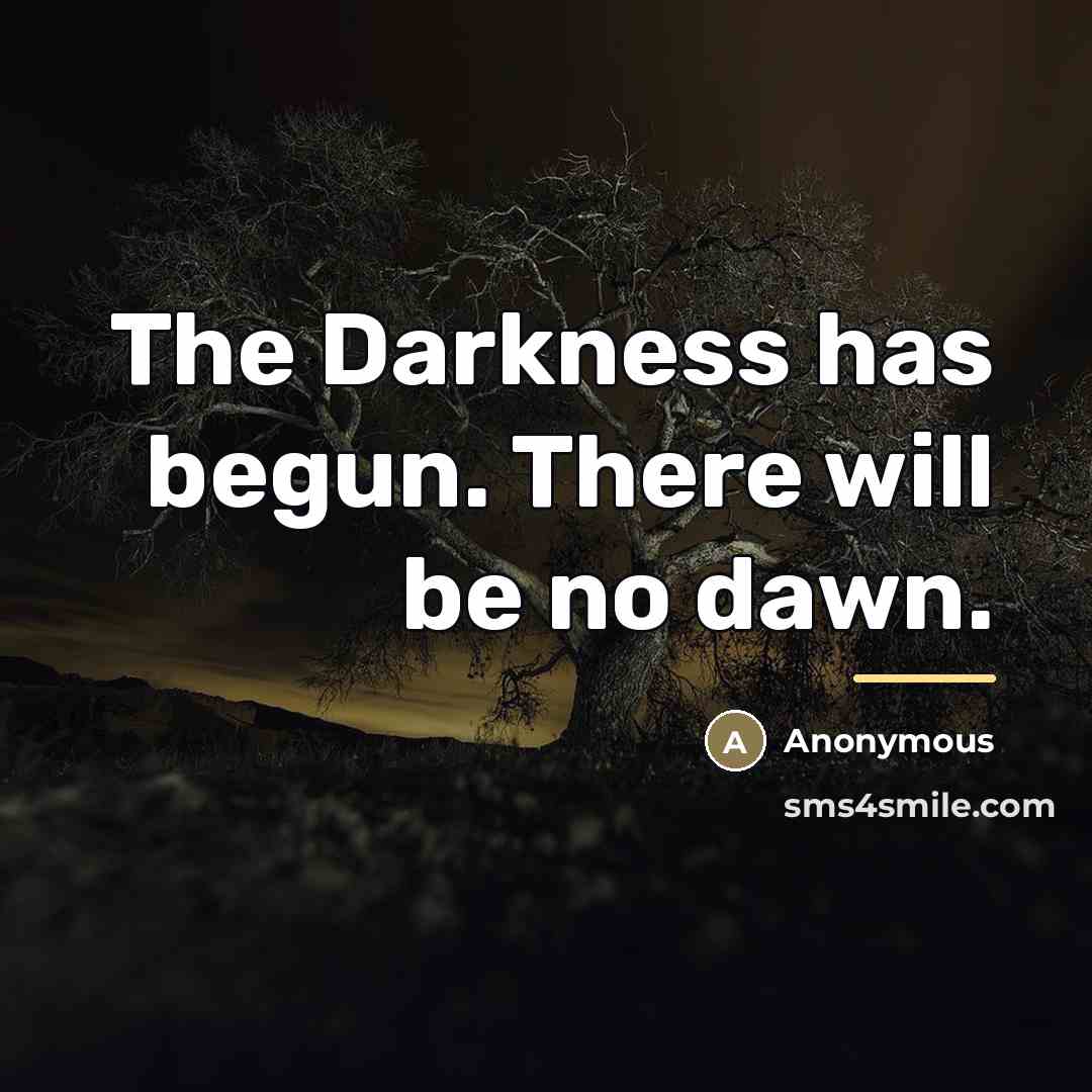 “The Darkness has begun. There will be no dawn.…” quote by Anonymous