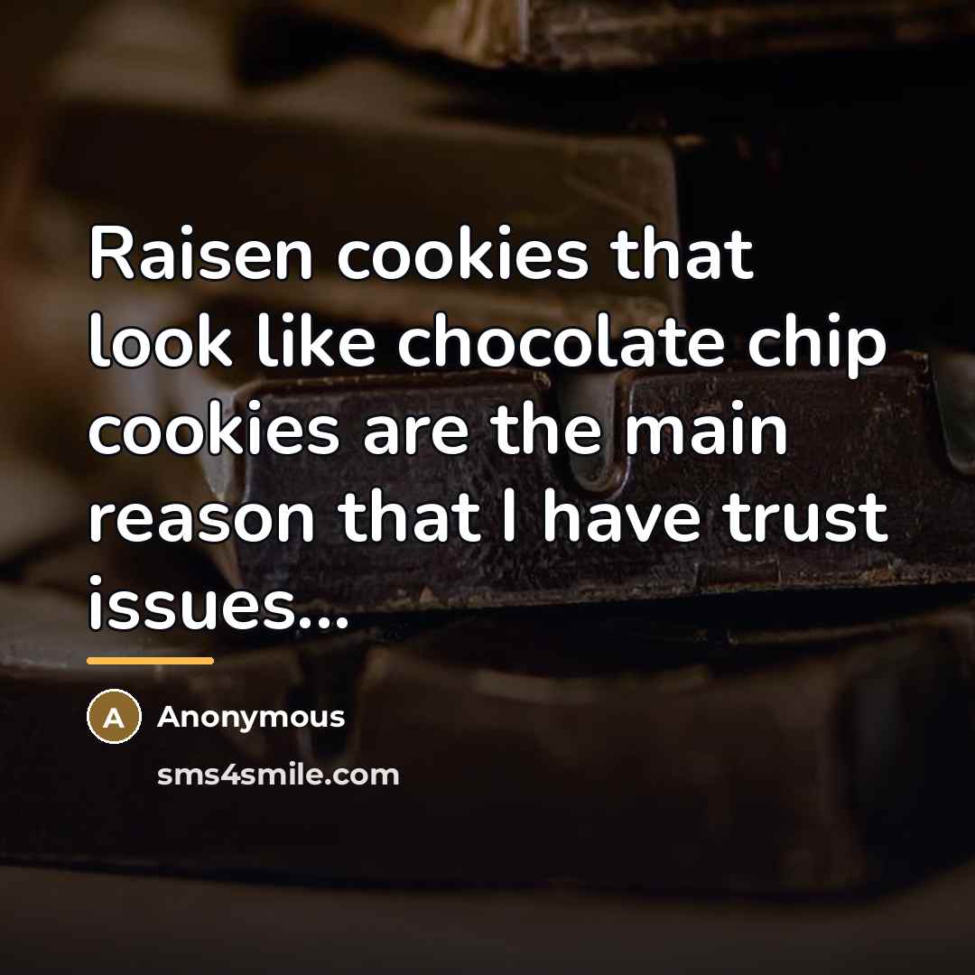 “Raisen cookies that look like chocolate chip cookies are the…” quote by Anonymous