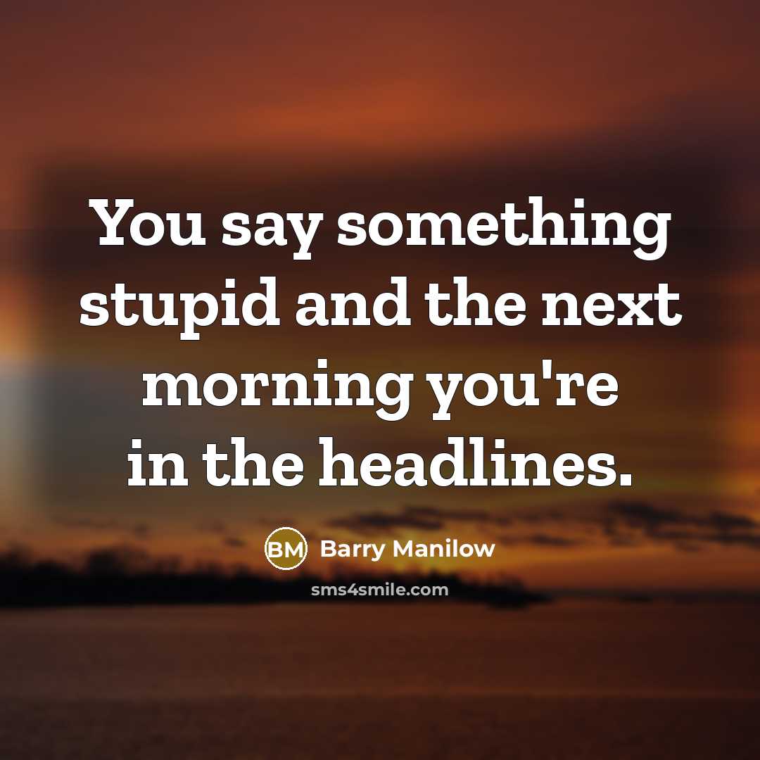 “You say something stupid and the next morning you're in…” quote by Barry Manilow