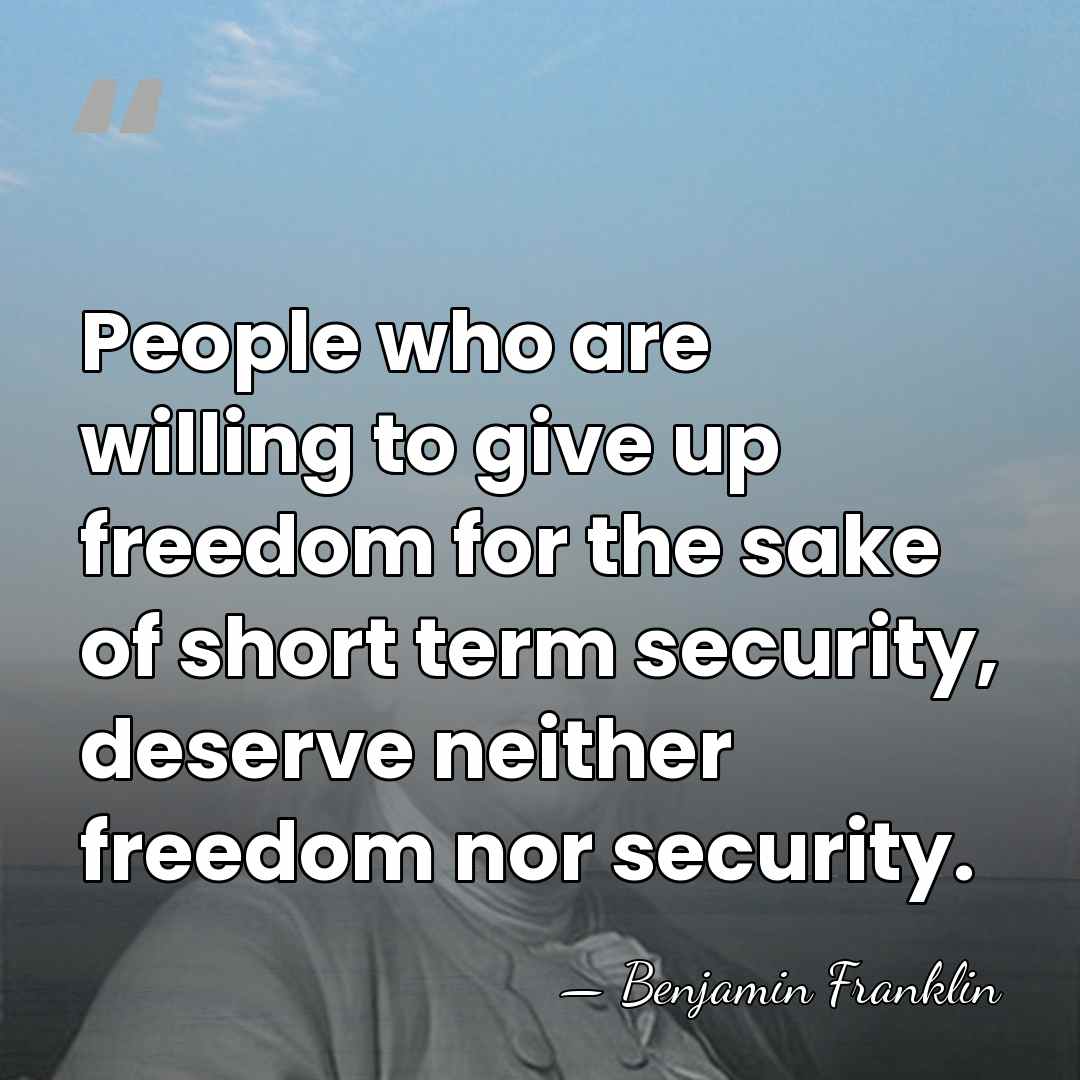 People who are willing to give up freedom for the sake of&hellip; - Benjamin Franklin