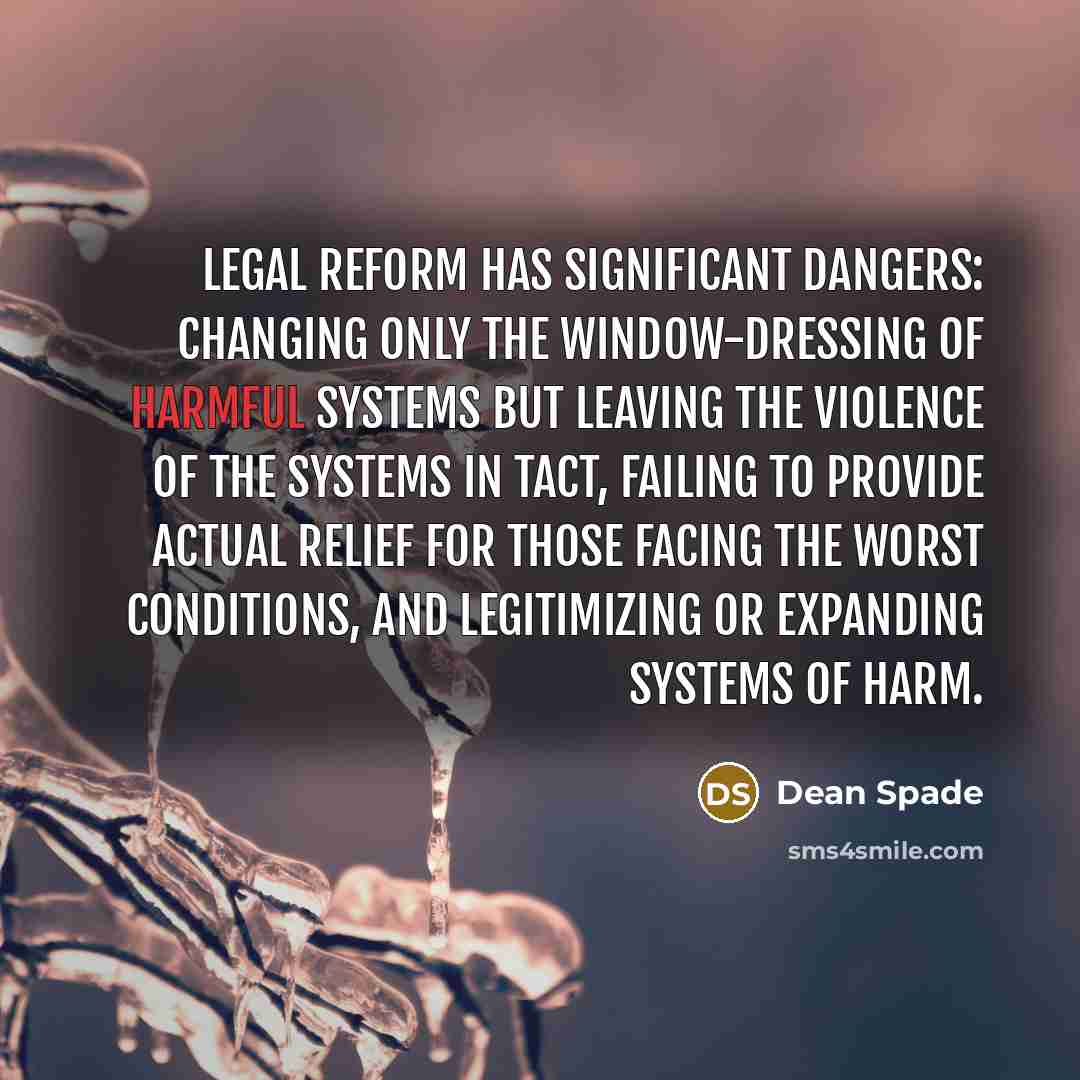 “Legal reform has significant dangers: changing only the window-dressing of…” quote by Dean Spade