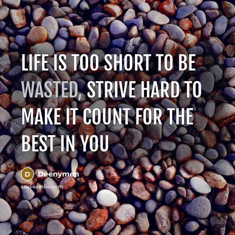 “Life is too short to be wasted, strive hard to…” quote by Deenymen