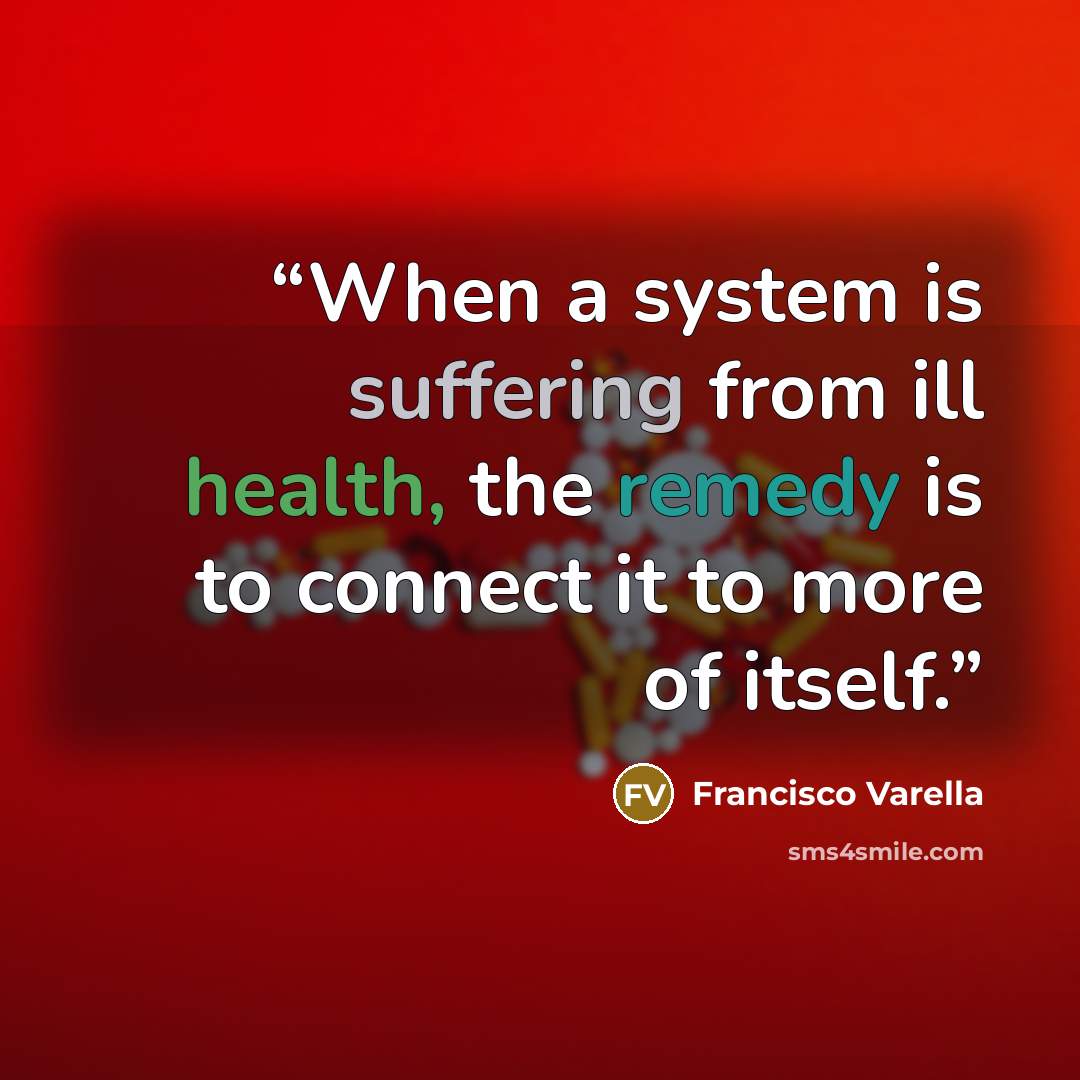 “When a system is suffering from ill health, the remedy is to connect it to more of itself.” quote by Francisco Varella