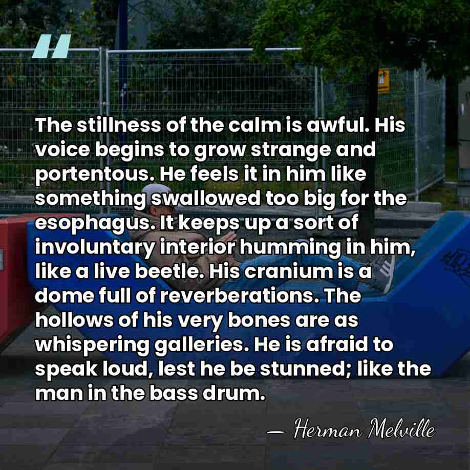 The stillness of the calm is awful. His voice begins to grow&hellip; - Herman Melville