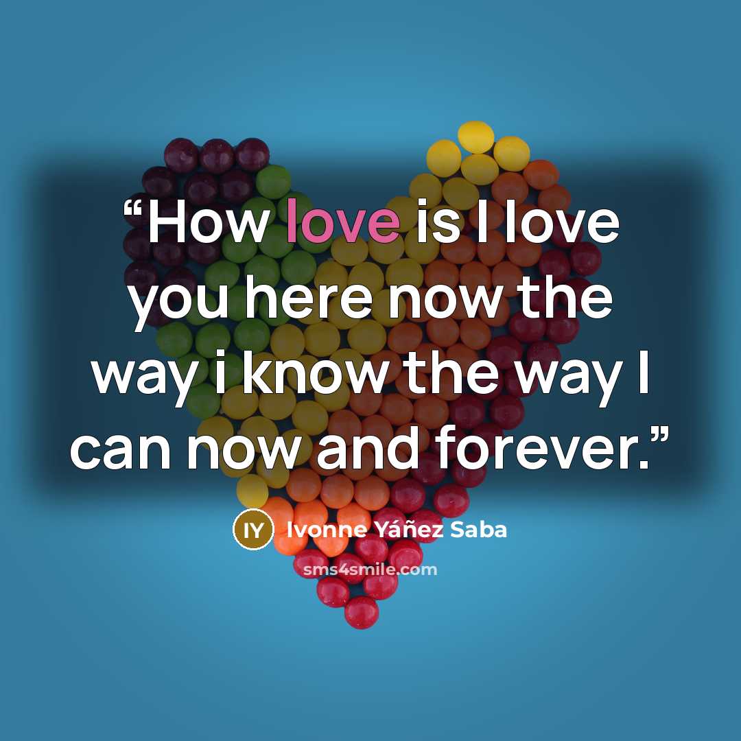 “How love is I Iove you here now the way i know the way I can now and forever.” quote by Ivonne Yáñez Saba