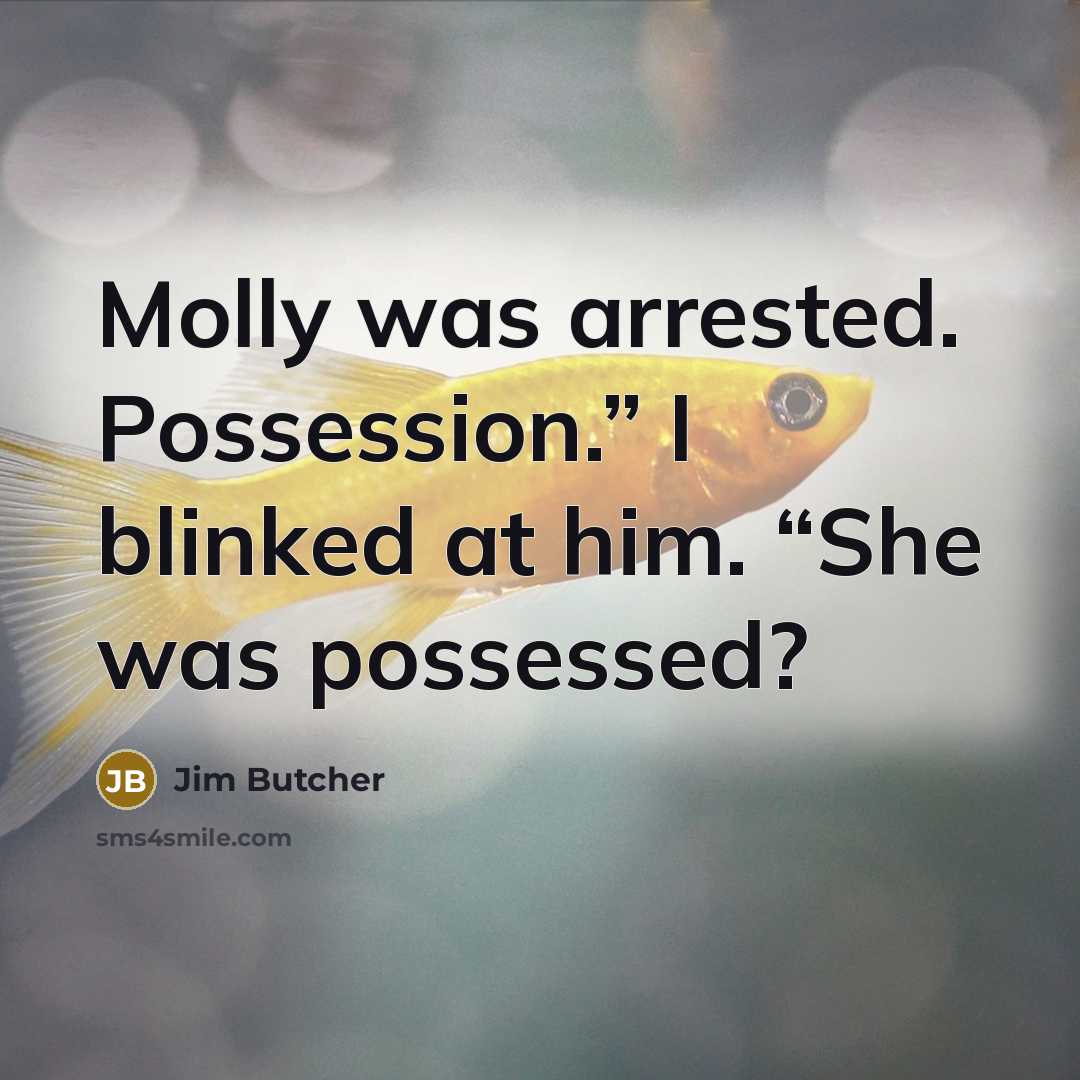 “Molly was arrested. Possession.” I blinked at him. “She was…” quote by Jim Butcher
