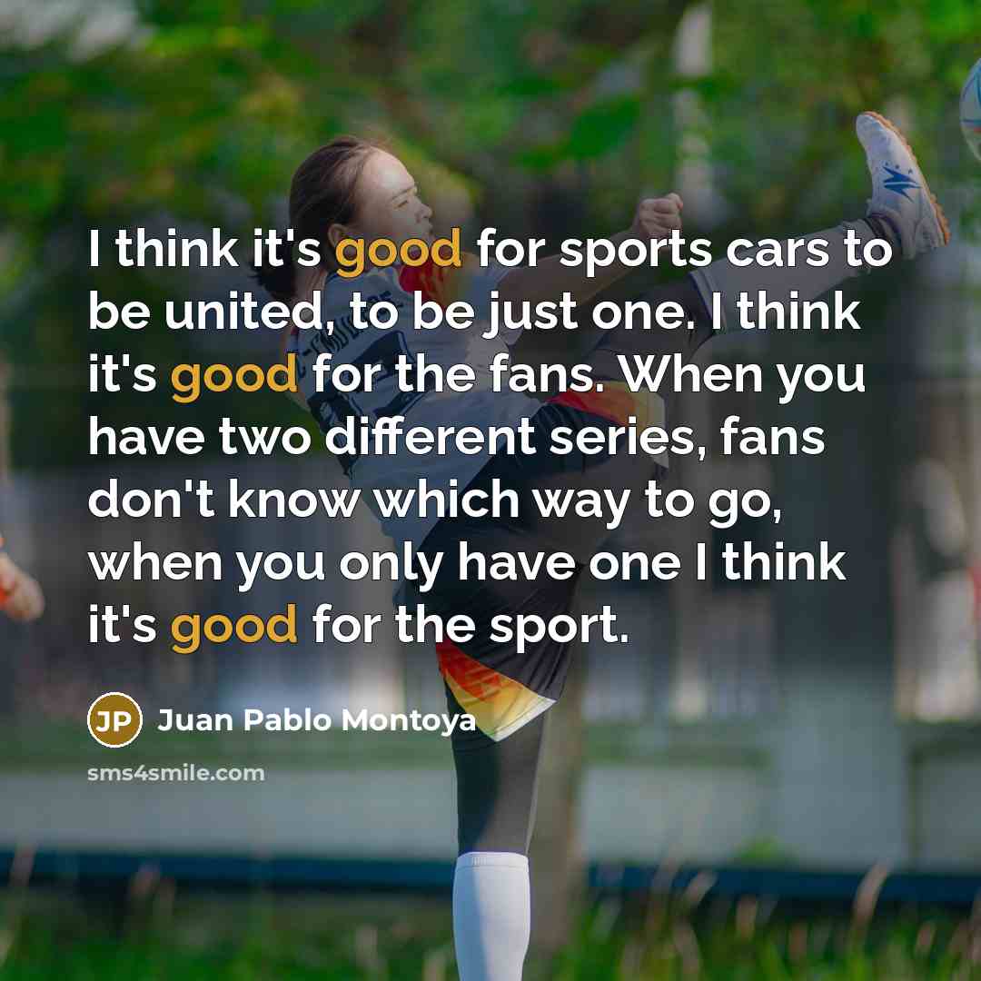 “I think it's good for sports cars to be united,…” quote by Juan Pablo Montoya