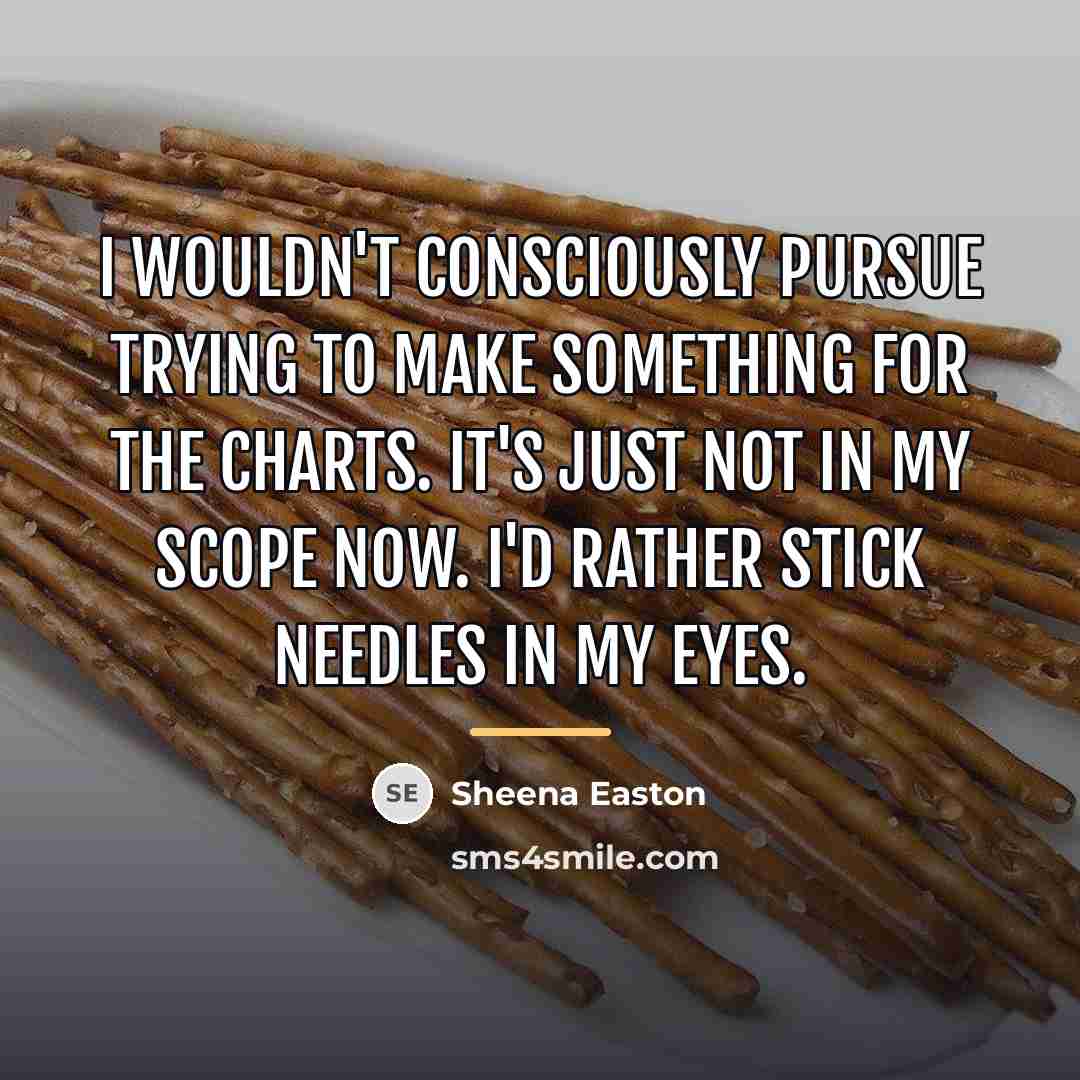“I wouldn't consciously pursue trying to make something for the…” quote by Sheena Easton