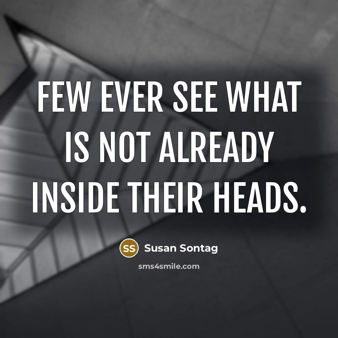 “Few ever see what is not already inside their heads.” quote by Susan Sontag