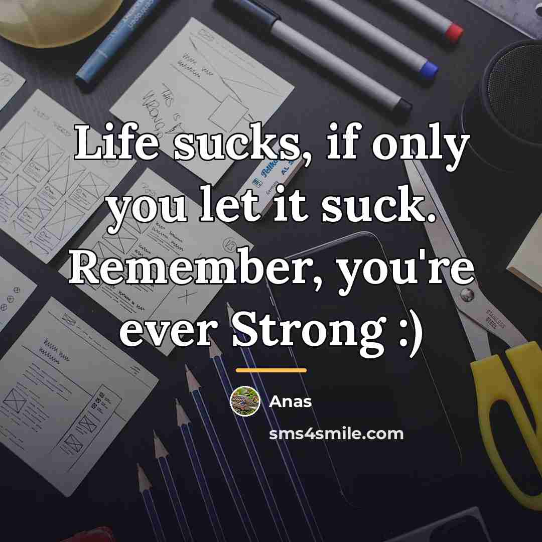 “Life sucks, if only you let it suck. Remember, you're…” quote by Anas