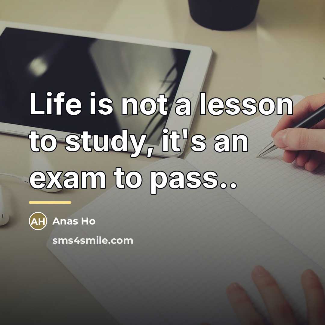 “Life is not a lesson to study, it's an exam…” quote by Anas Ho