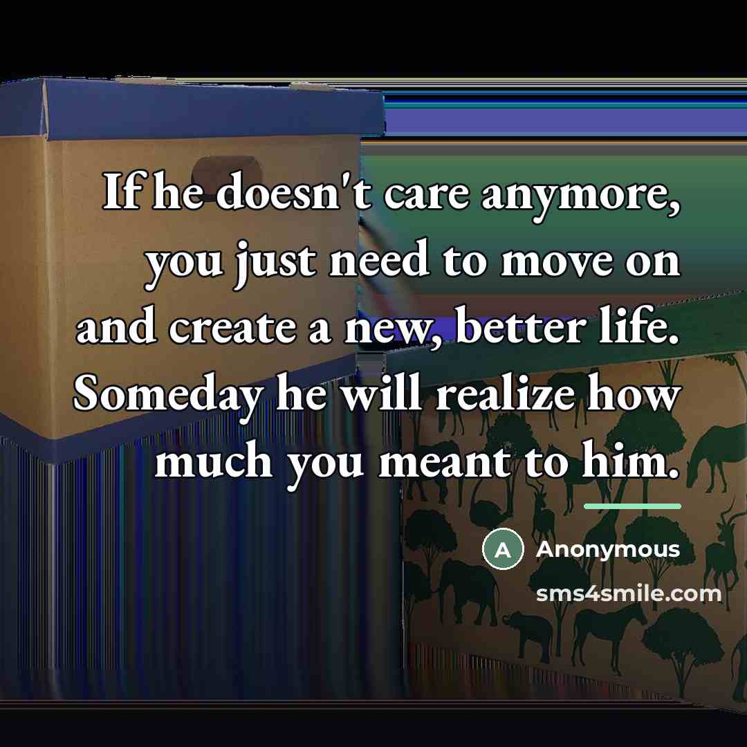 “If he doesn't care anymore, you just need to move…” quote by Anonymous