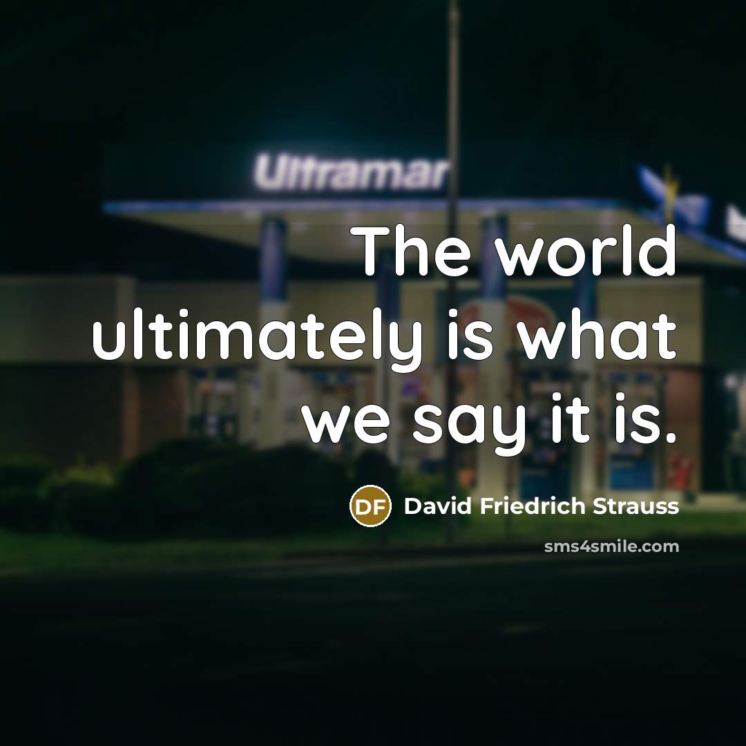 “The world ultimately is what we say it is.…” quote by David Friedrich Strauss