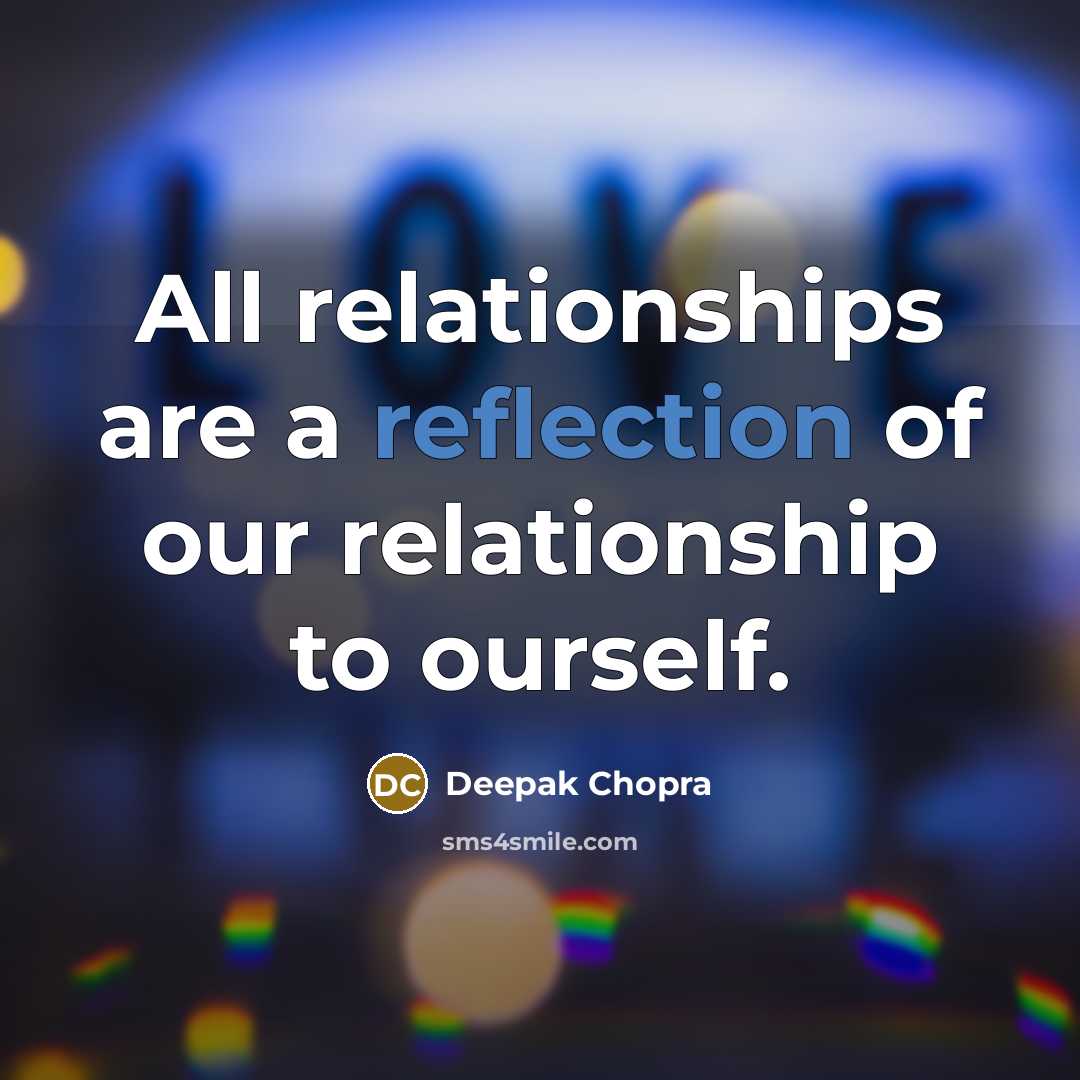 “All relationships are a reflection of our relationship to ourself.…” quote by Deepak Chopra