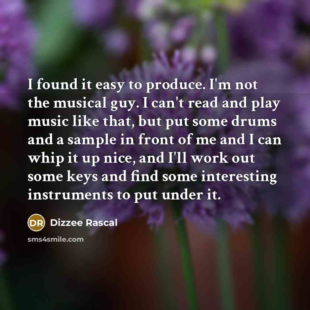 “I found it easy to produce. I'm not the musical…” quote by Dizzee Rascal