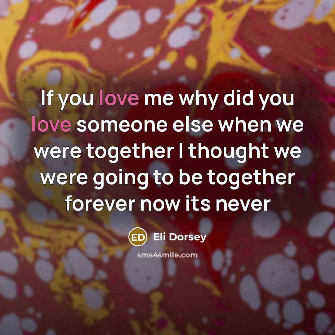 “If you love me why did you love someone else…” quote by Eli Dorsey