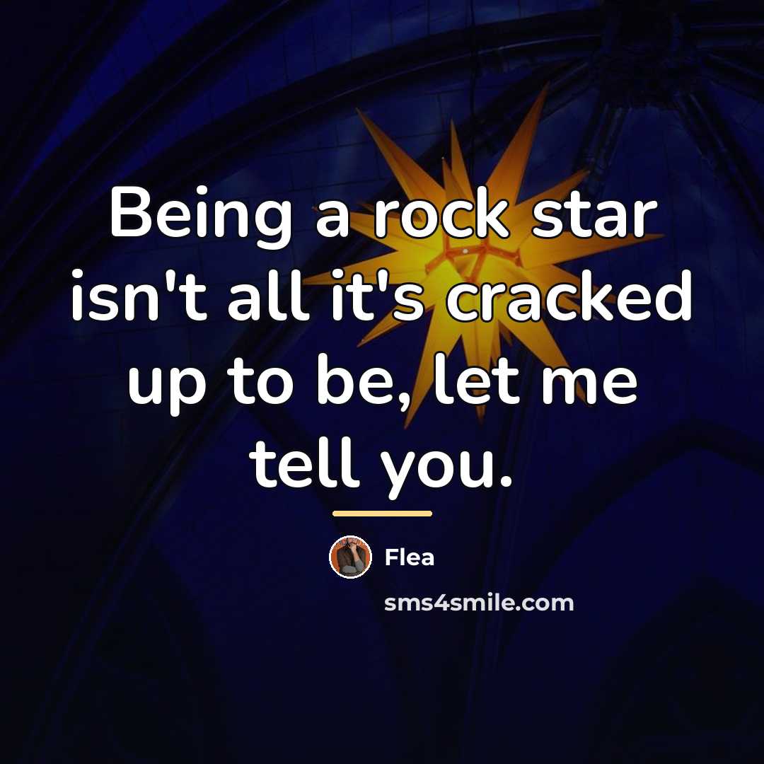 “Being a rock star isn't all it's cracked up to…” quote by Flea
