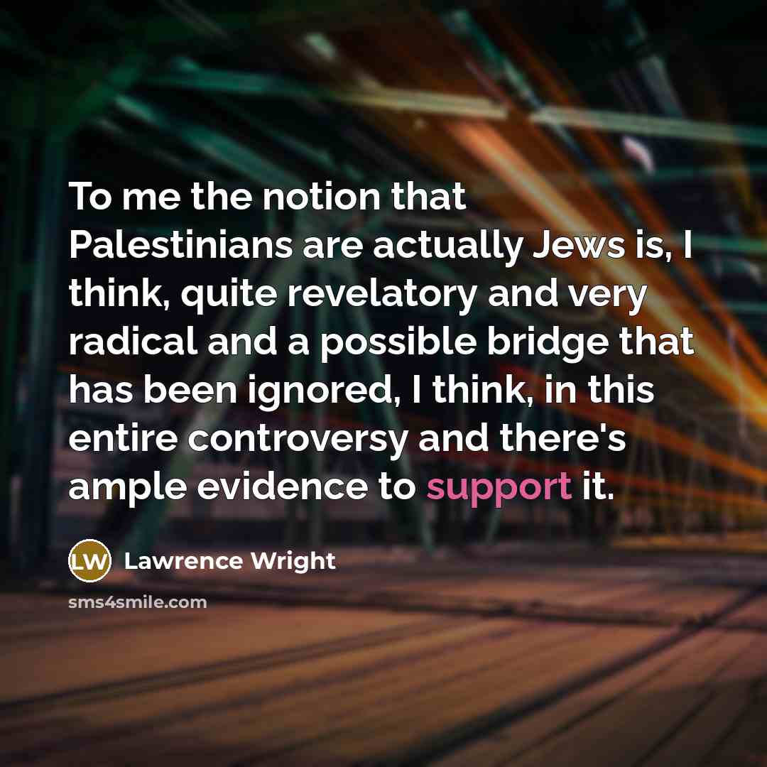 “To me the notion that Palestinians are actually Jews is,…” quote by Lawrence Wright