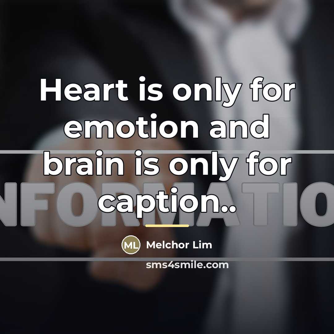 “Heart is only for emotion and brain is only for…” quote by Melchor Lim