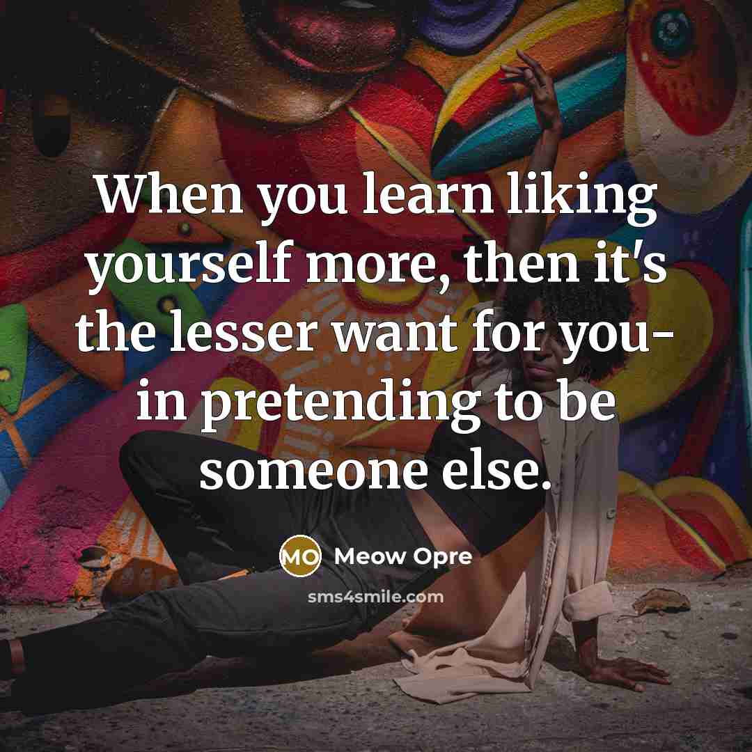 “When you learn liking yourself more, then it's the lesser…” quote by Meow Opre