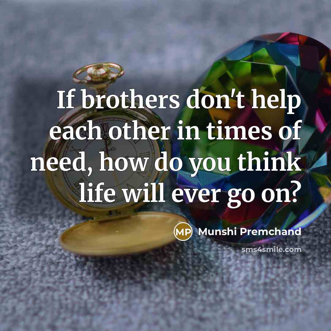 “If brothers don't help each other in times of need,…” quote by Munshi Premchand