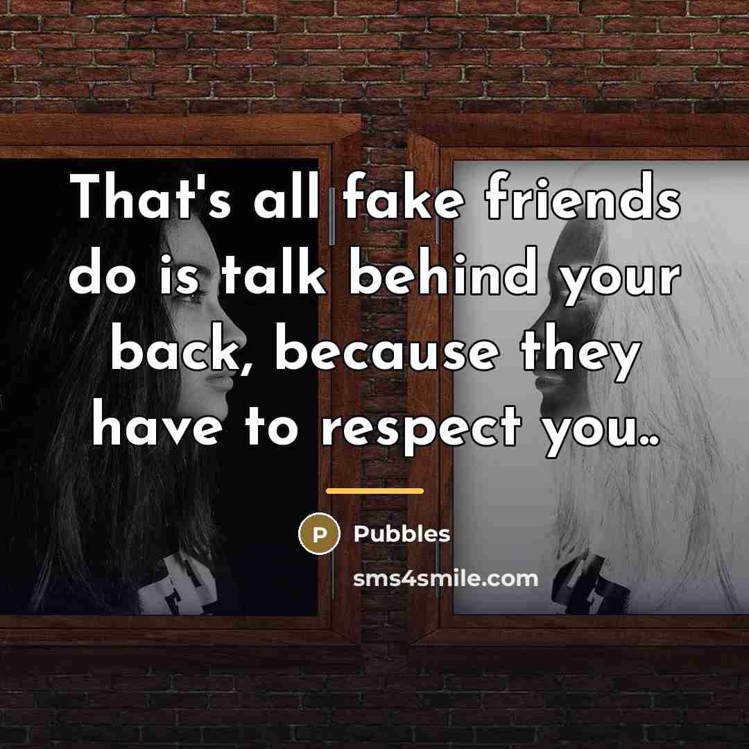 “That's all fake friends do is talk behind your back,…” quote by Pubbles