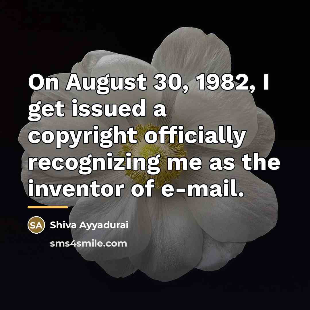 “On August 30, 1982, I get issued a copyright officially…” quote by Shiva Ayyadurai