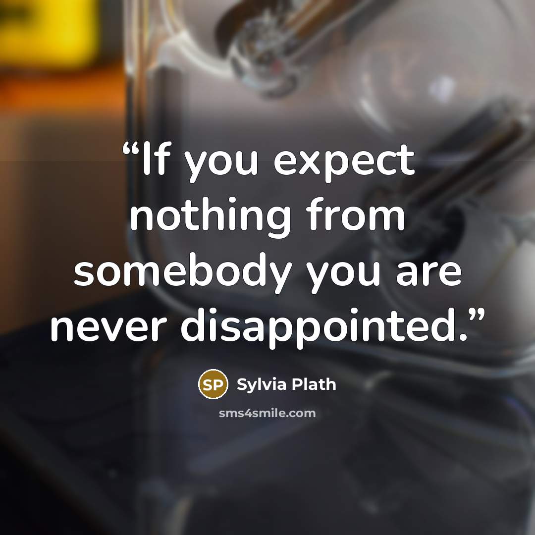 “If you expect nothing from somebody you are never disappointed.” quote by Sylvia Plath