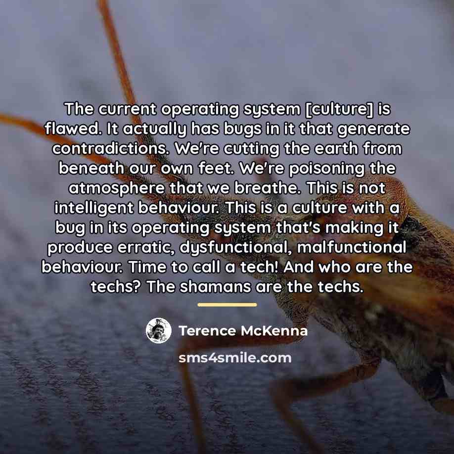 “The current operating system [culture] is flawed. It actually has…” quote by Terence McKenna