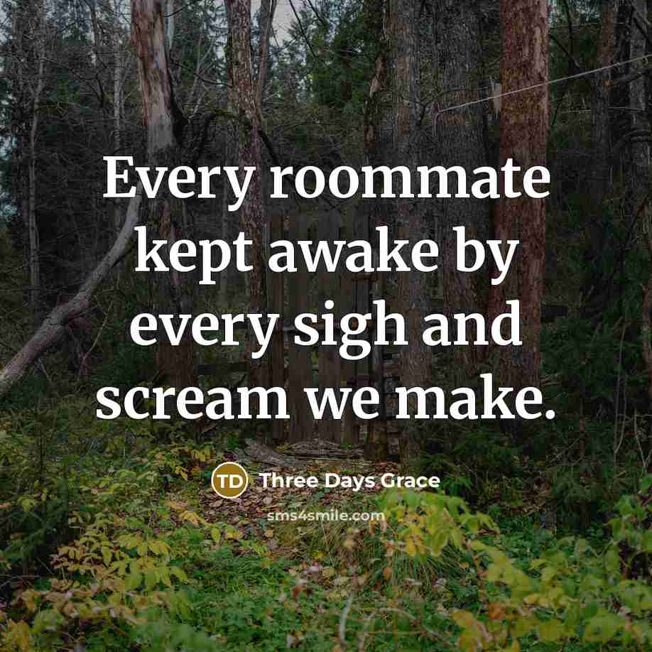 “Every roommate kept awake by every sigh and scream we…” quote by Three Days Grace