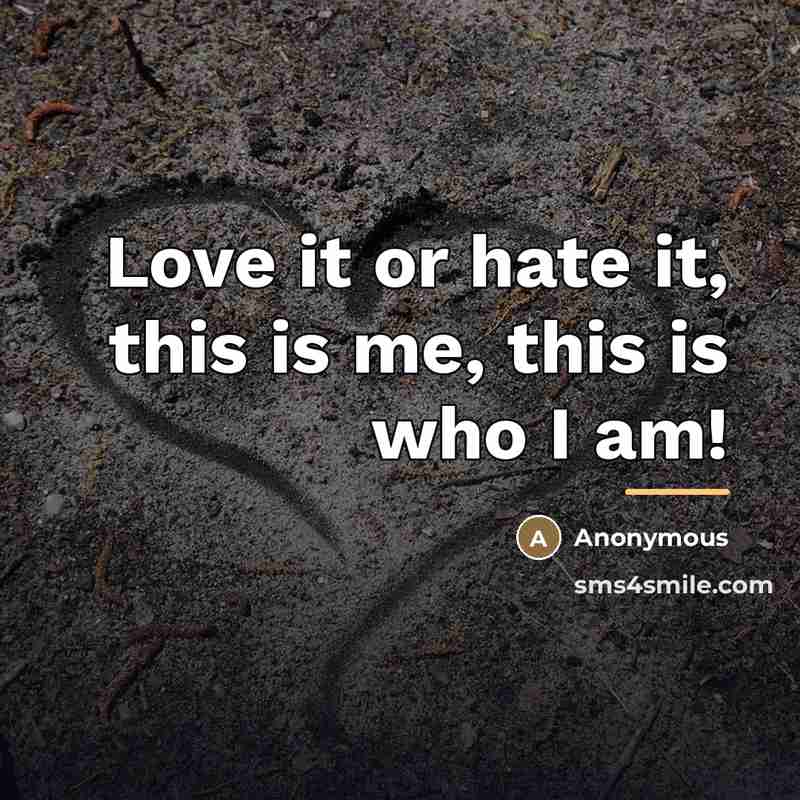 “Love it or hate it, this is me, this is…” quote by Anonymous